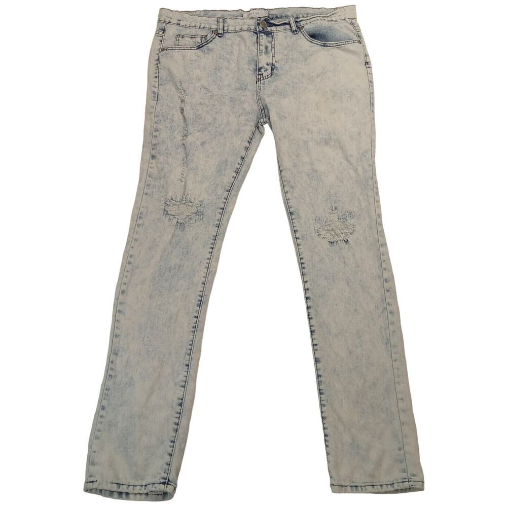 Blue Cult Jeans 36 X 32 Men's Streetwear Grunge Acid Washed Destroyed Denim